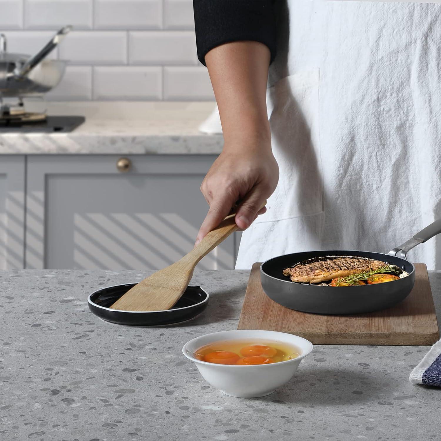 Soporte de Cuchara de Cerámica GDCZ Negro 12.7 cm para Cocina