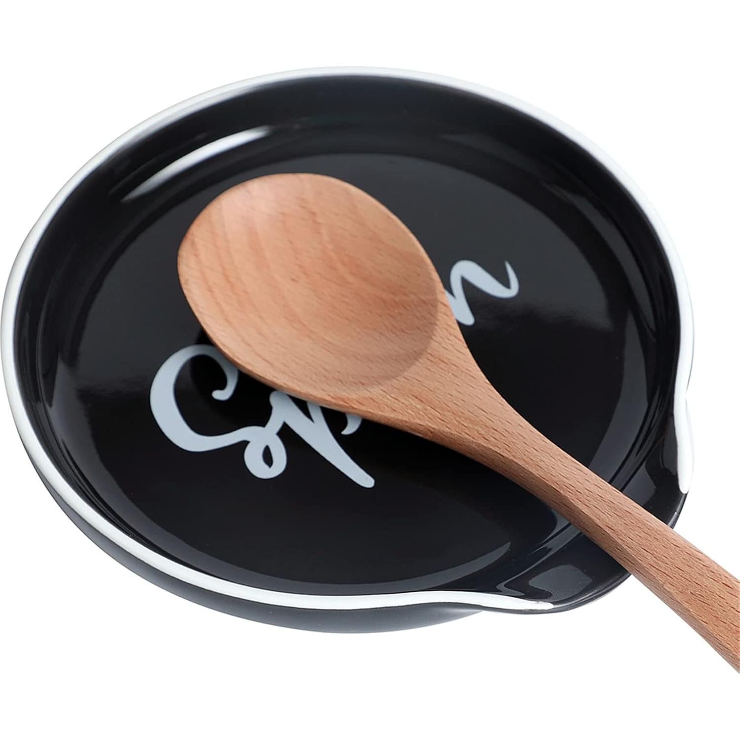 Soporte de Cuchara de Cerámica GDCZ Negro 12.7 cm para Cocina