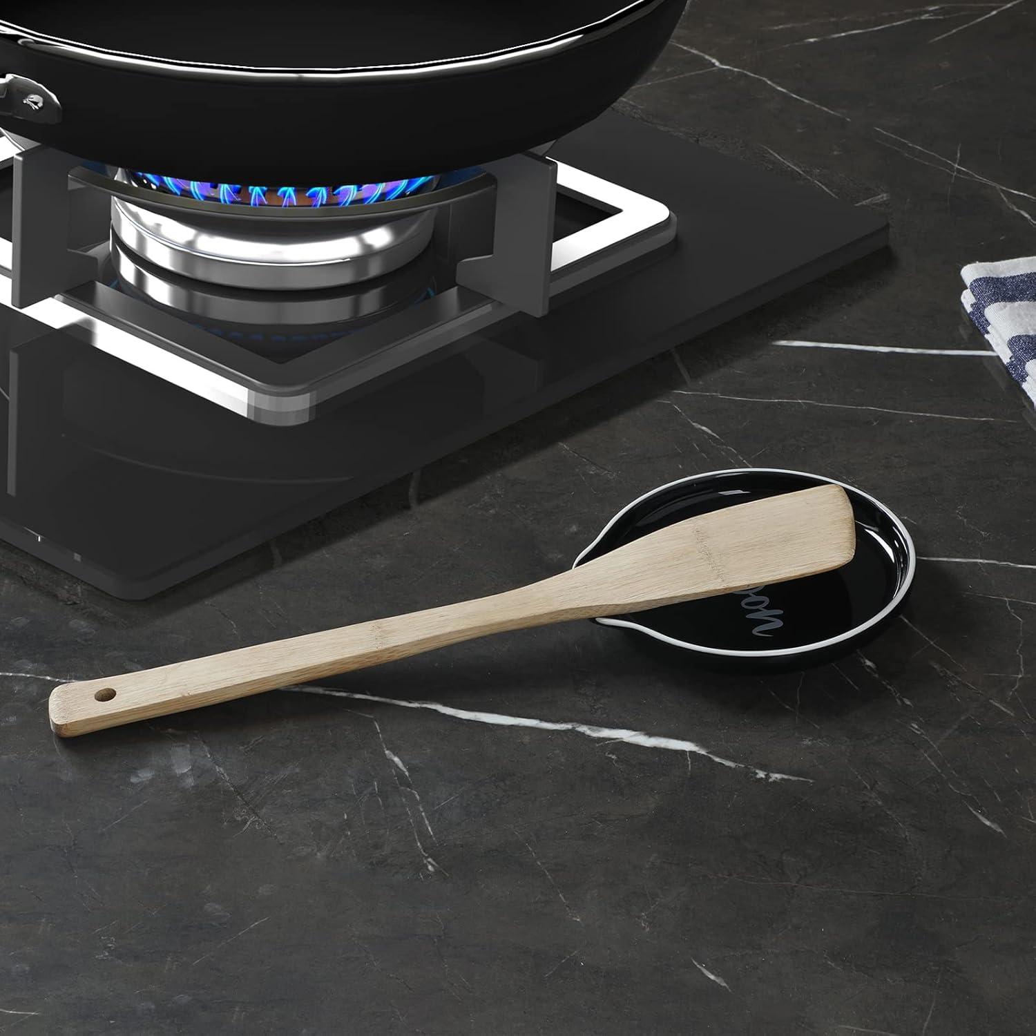 Soporte de Cuchara de Cerámica GDCZ Negro 12.7 cm para Cocina