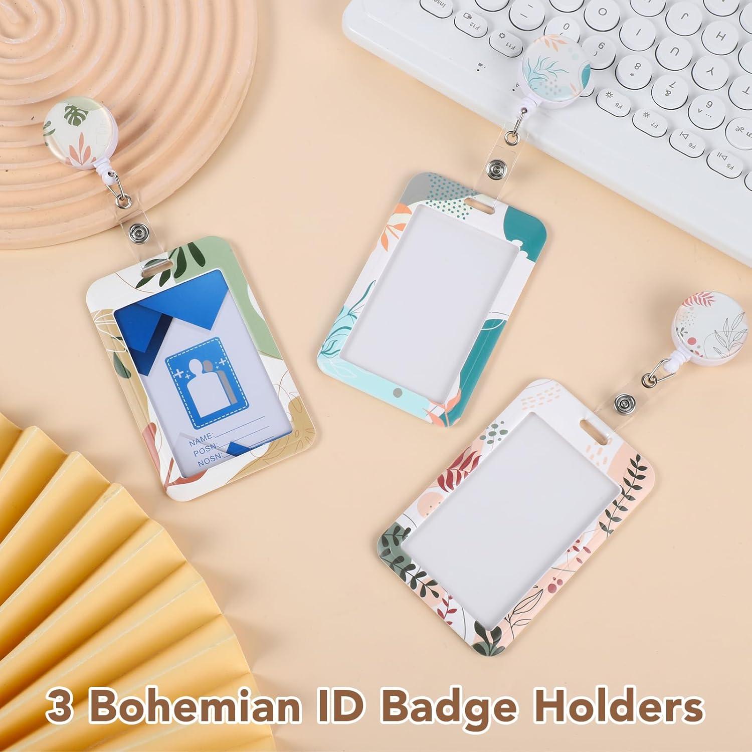 Set de 3 Titulares de Identificación Boho BESARME con Carrete Retráctil