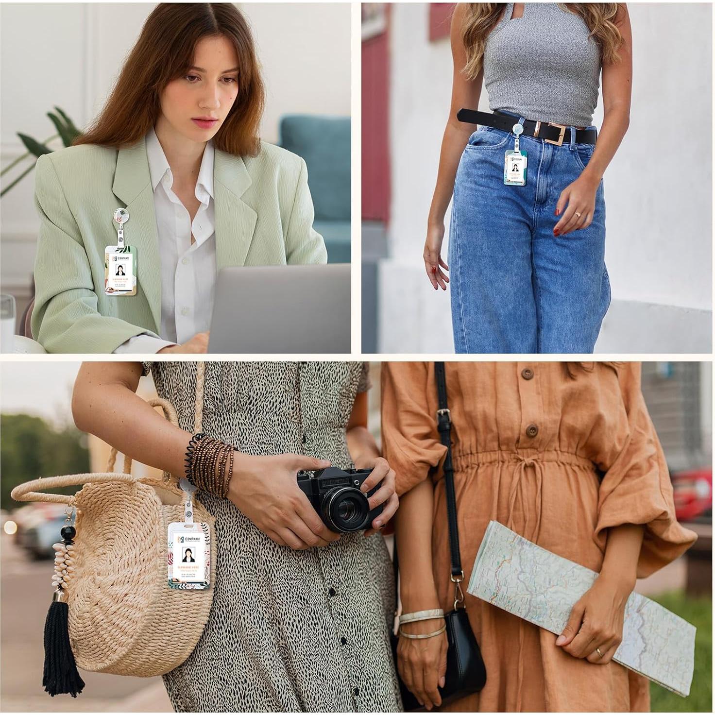 Set de 3 Titulares de Identificación Boho BESARME con Carrete Retráctil