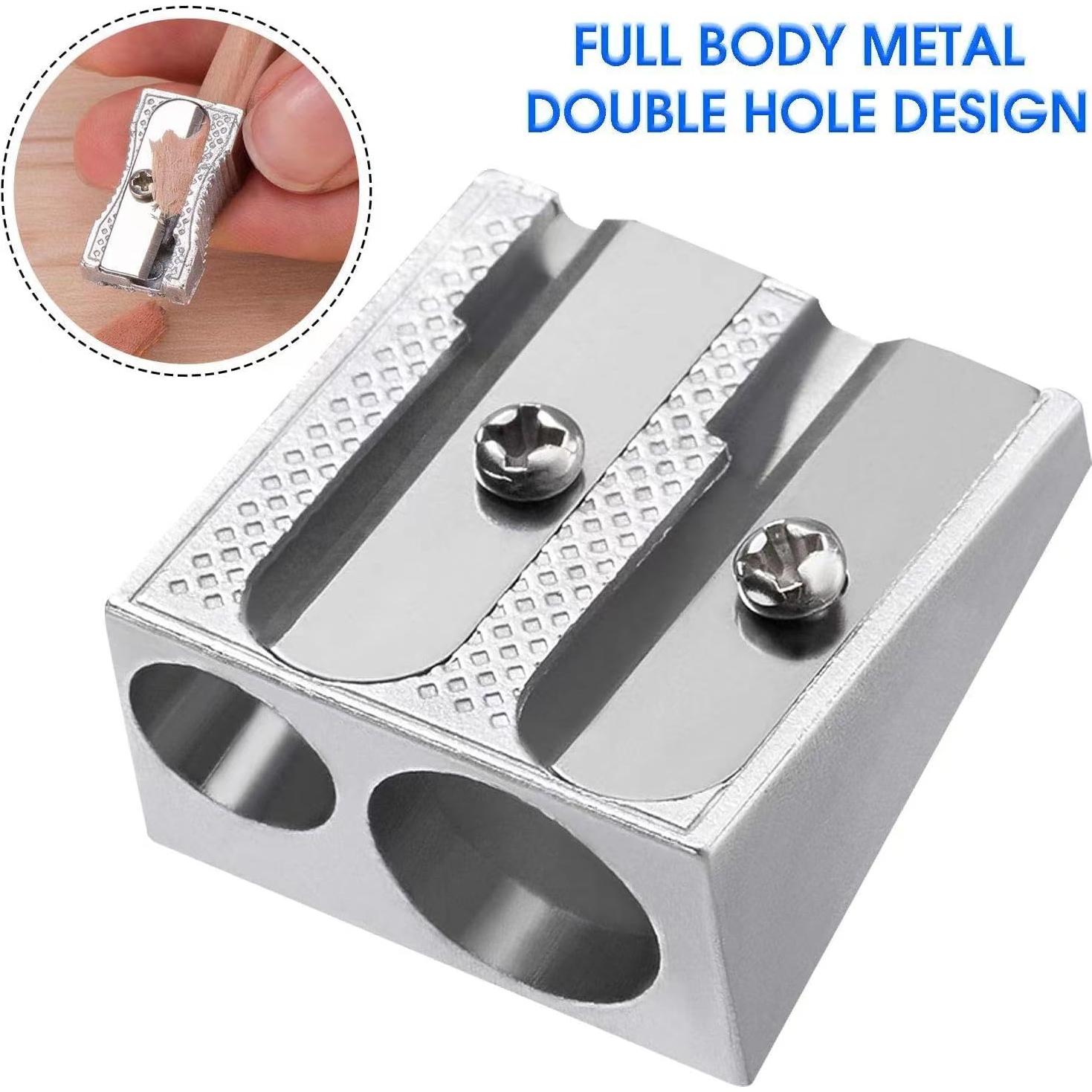 Sacapuntas de Metal OFiSEXPT Doble Orificio 4 Piezas