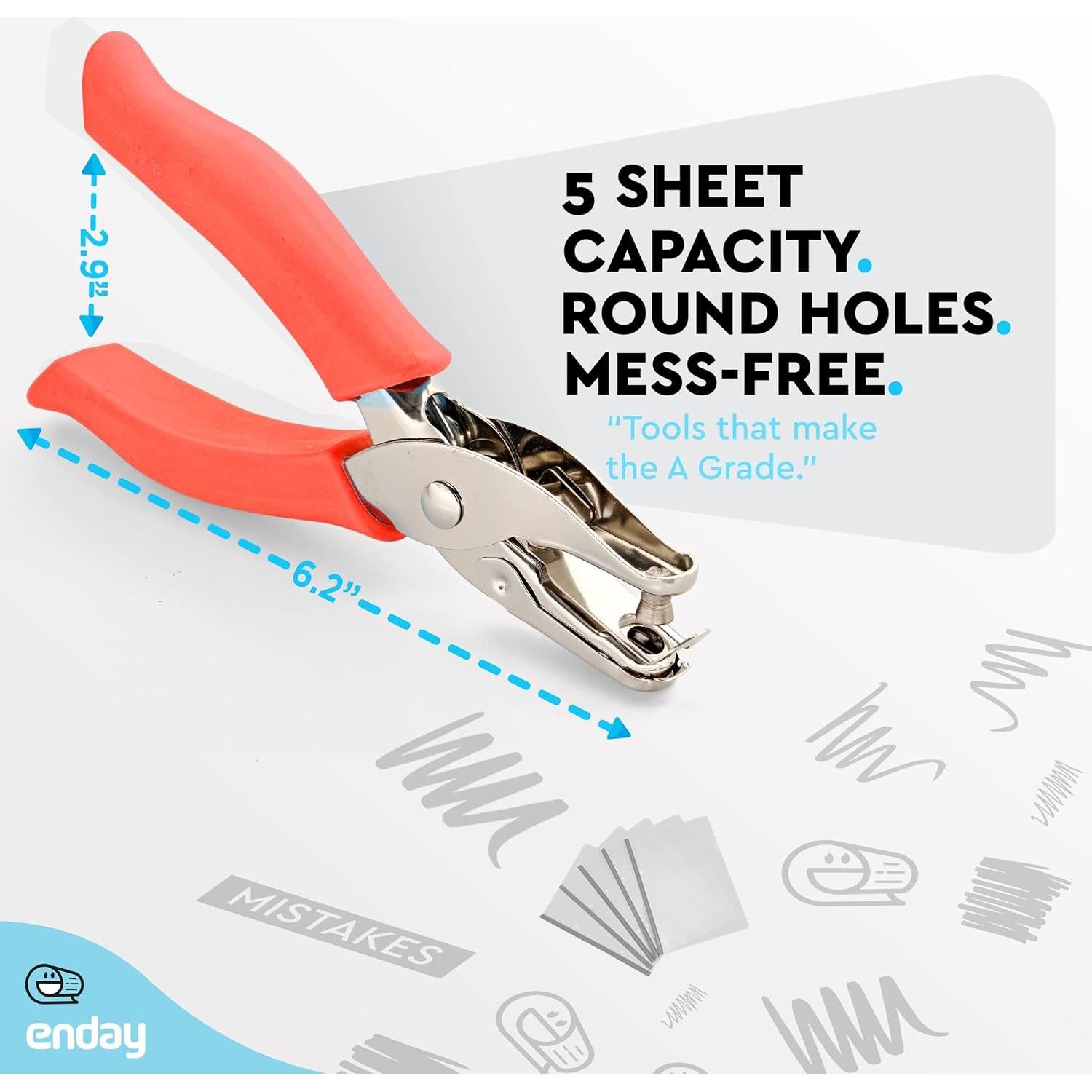 Perforadora de Papel Emraw 1 Agujero Mango Acolchado 0.64cm