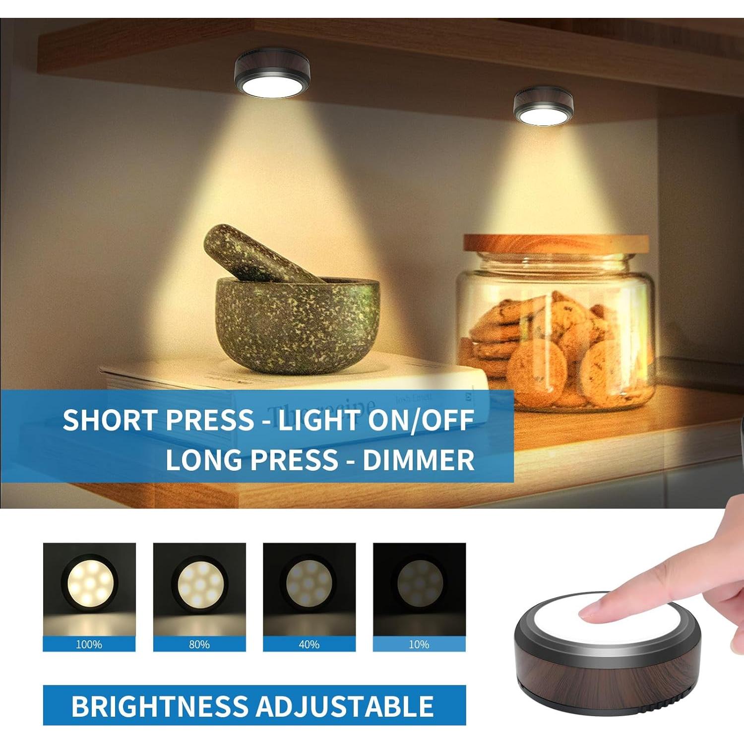 Luces LED Puck LEASTYLE con Control Remoto - 3 Paquete, 3500K