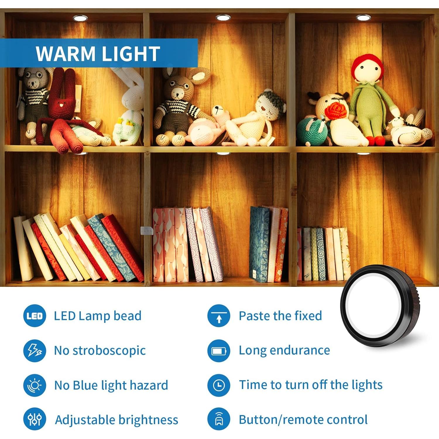 Luces LED Puck LEASTYLE con Control Remoto - 3 Paquete, 3500K