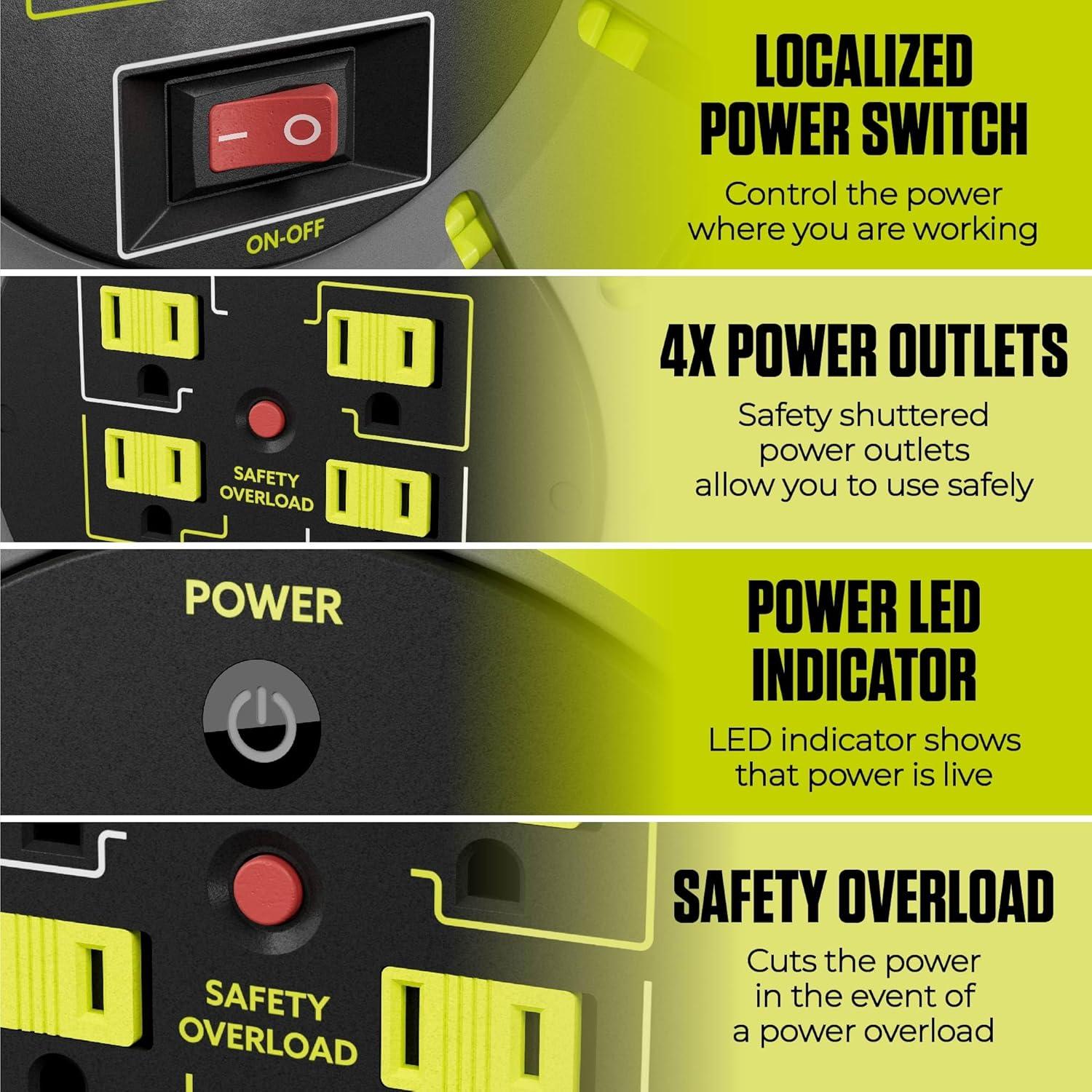 Carrete de Cable de Extensión 3 pies Luceco 14 AWG 13A