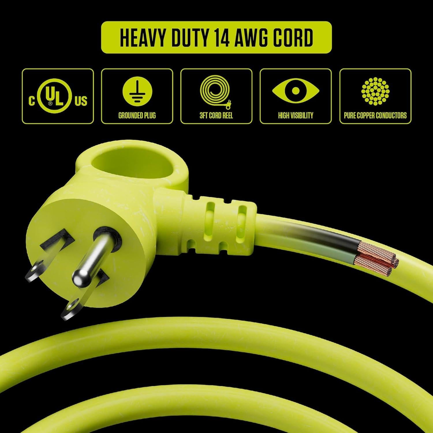 Carrete de Cable de Extensión 3 pies Luceco 14 AWG 13A