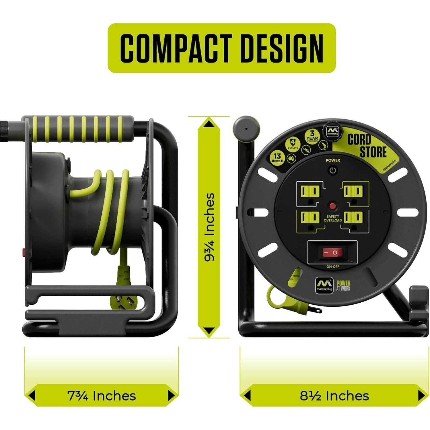 Carrete de Cable de Extensión 3 pies Luceco 14 AWG 13A