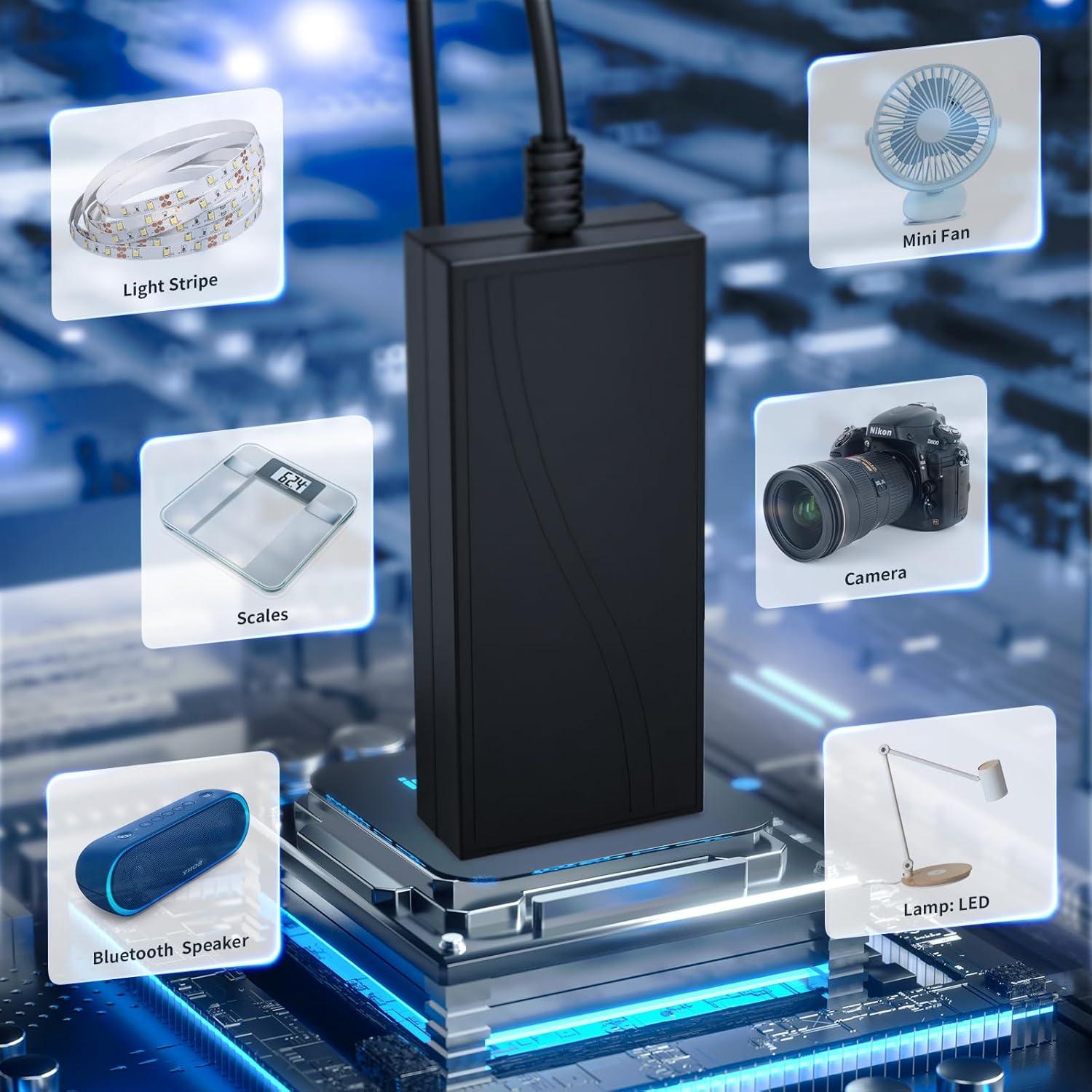 Fuente de Alimentación 12V 5A Waysse Adaptador AC DC 60W