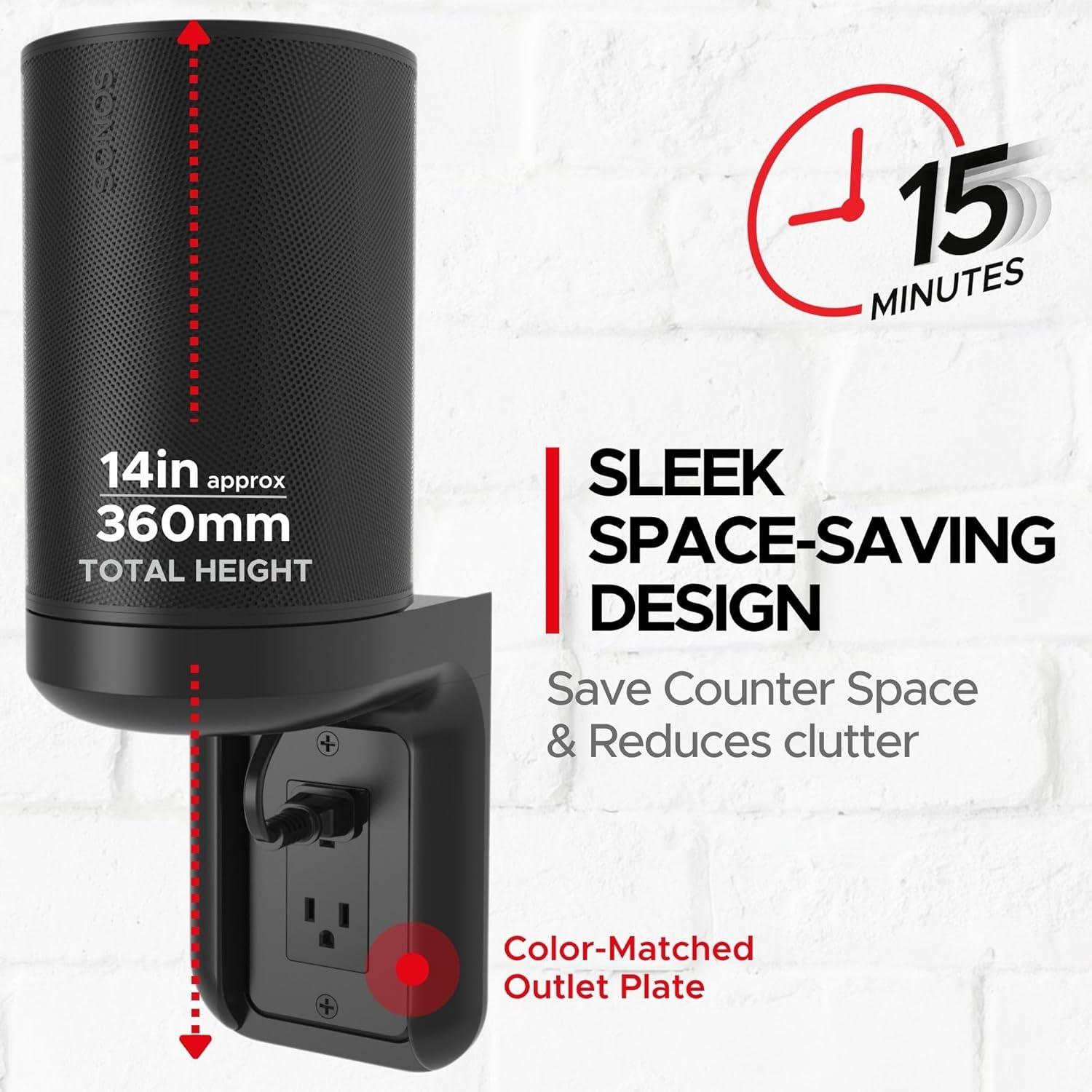 Soporte de Pared para Enchufe AC Soundbass ERA100 Negro