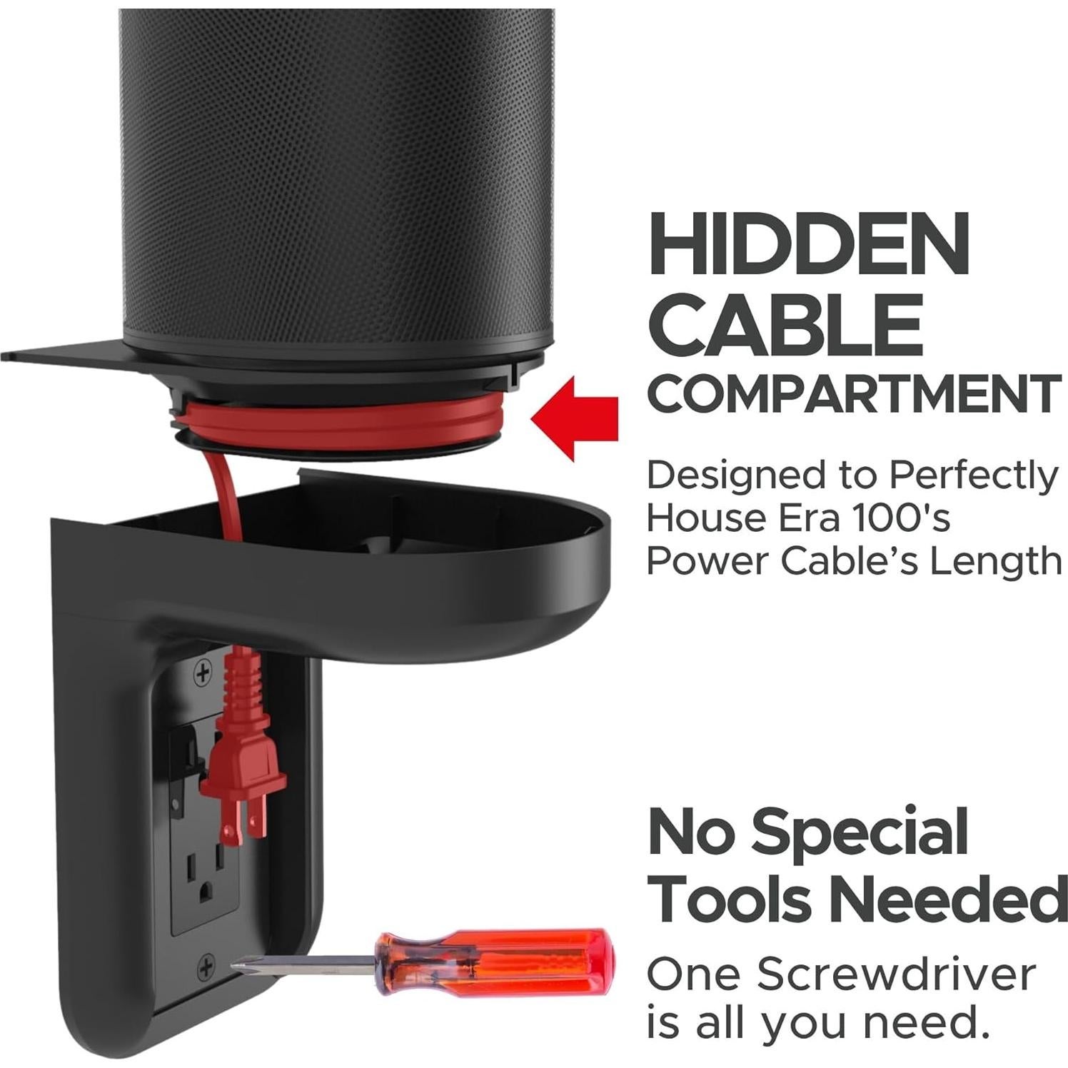 Soporte de Pared para Enchufe AC Soundbass ERA100 Negro