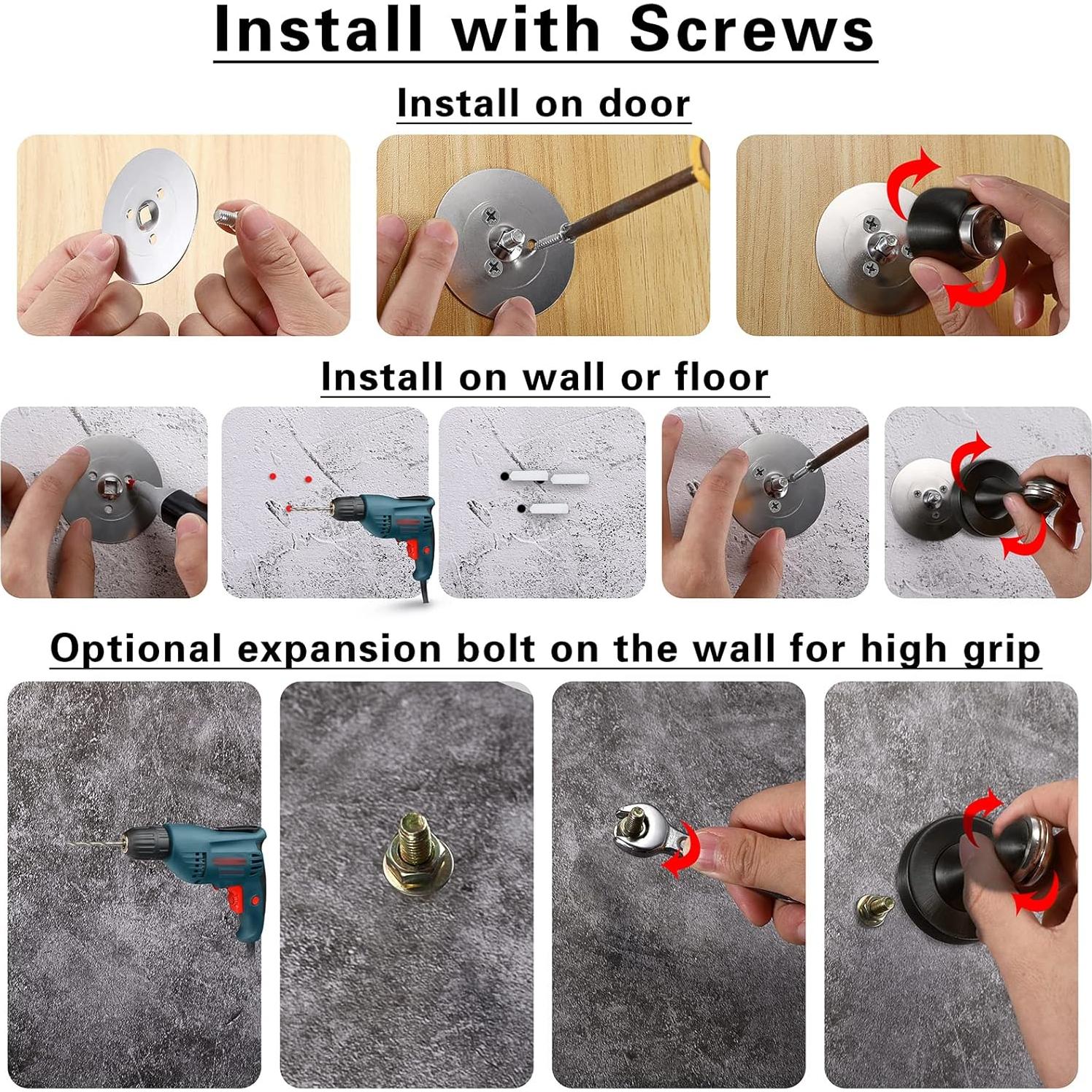 Tope de Puerta Magnético Sumnacon Acero Inoxidable Negro