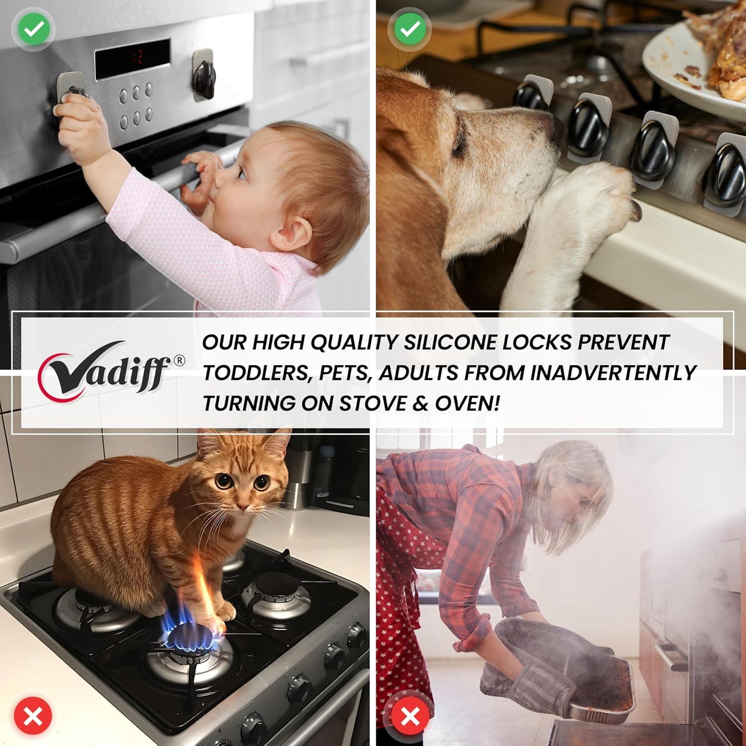 Cerraduras de Perilla de Estufa a Gas Vadiff - Seguridad Niños 5 Pzas