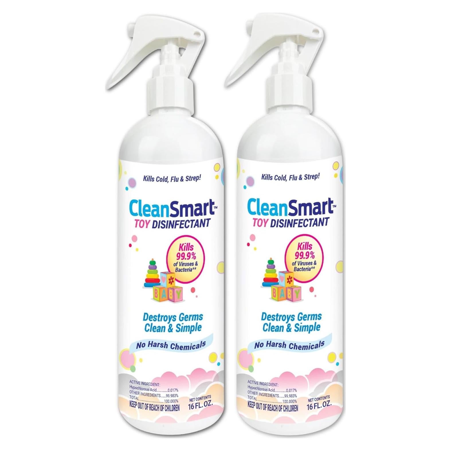 Limpiador de Juguetes CleanSmart Spray 16 oz (Paquete de 2) - Desinfectante Efectivo