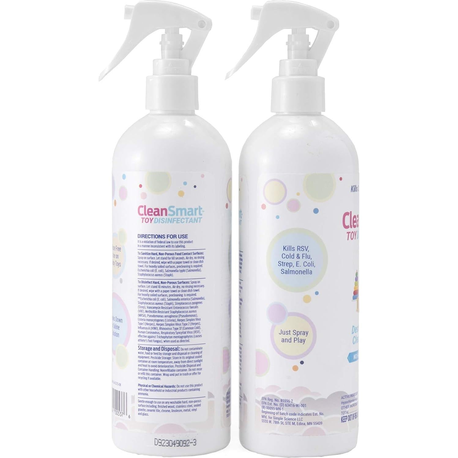 Limpiador de Juguetes CleanSmart Spray 16 oz (Paquete de 2) - Desinfectante Efectivo