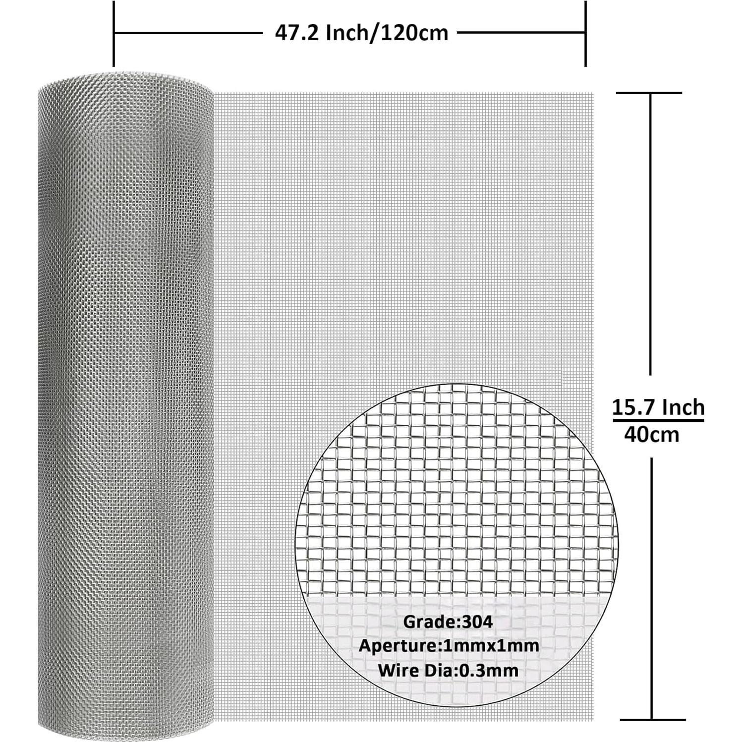 Malla de Acero Inoxidable 304 ANPUTWWH 40x120cm Filtro Plagas
