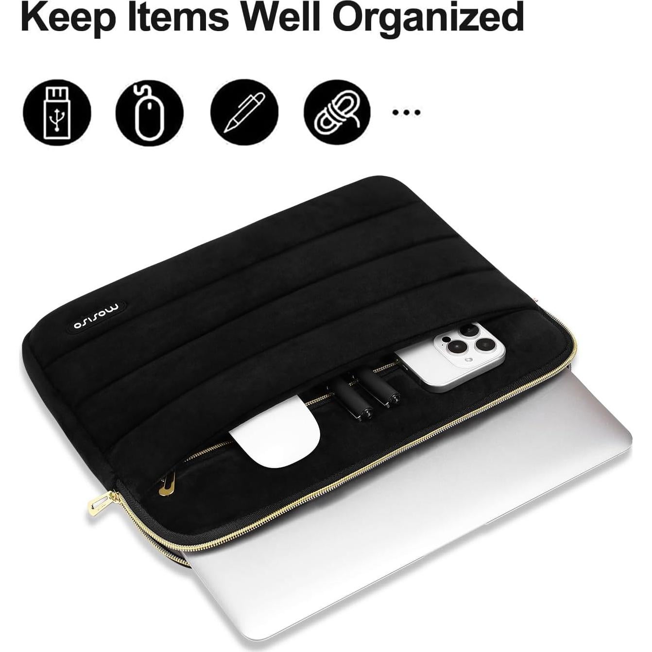 Funda para Laptop 13.3" MOSISO Negra Ultra Suave con Bolsa