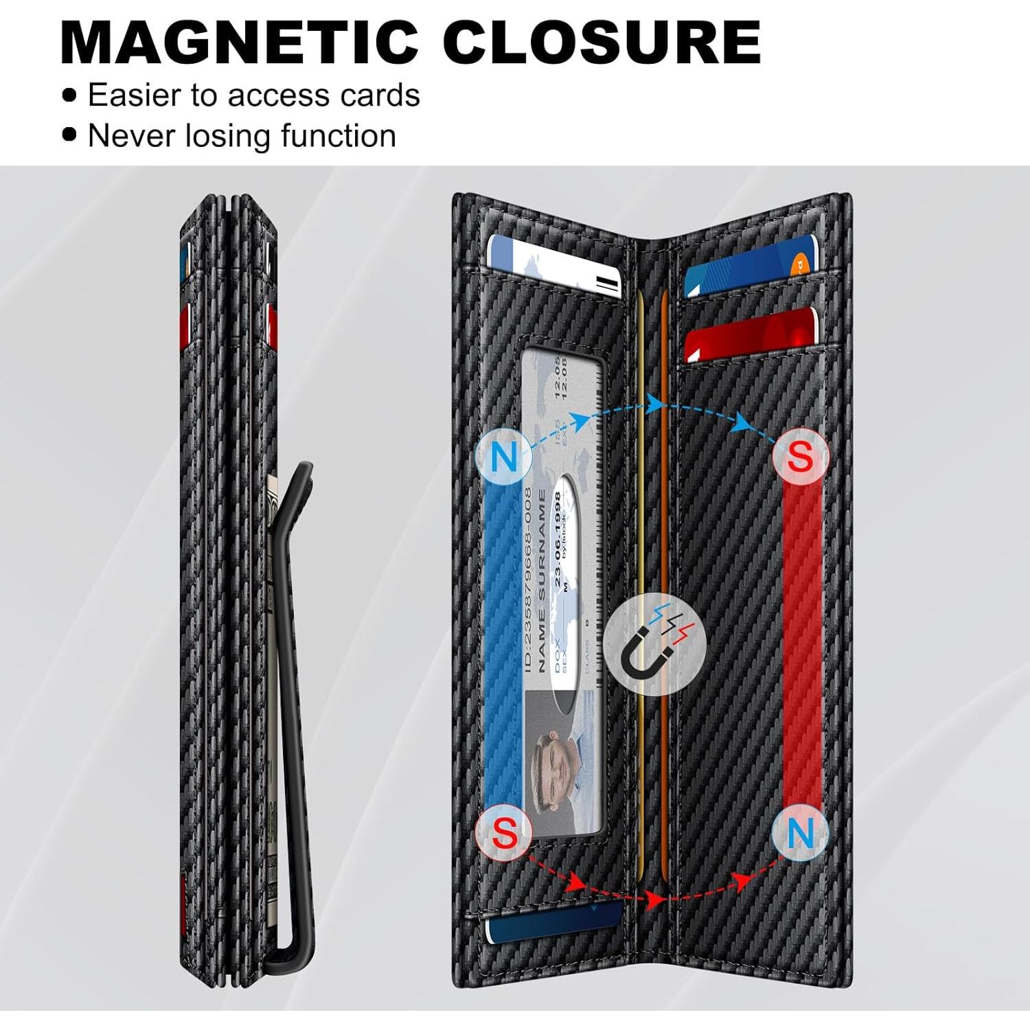 Billetera Minimalista de Cuero GTWUP con Bloqueo RFID - Fibra de Carbono