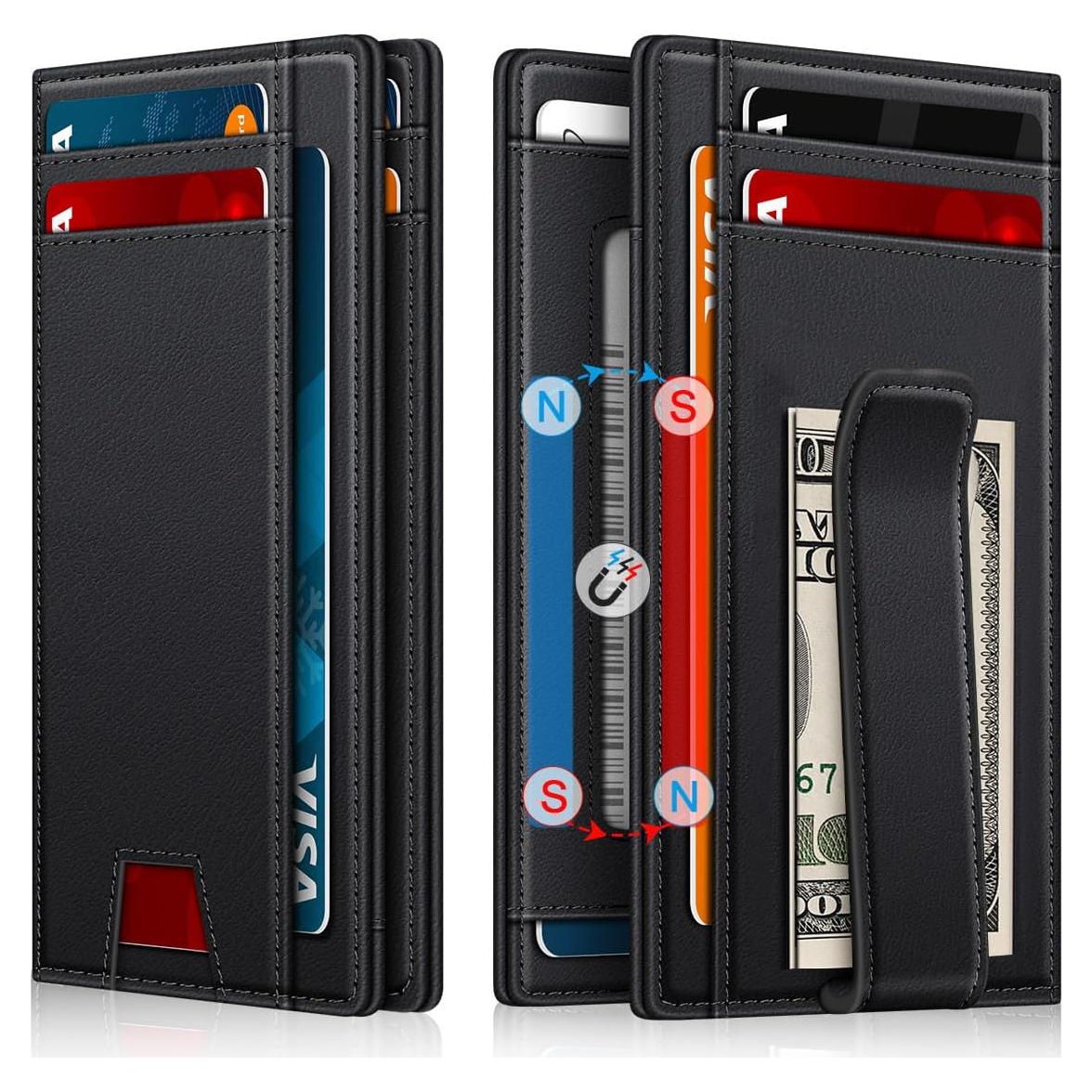 Billetera de Cuero Minimalista GTWUP Negra con Bloqueo RFID