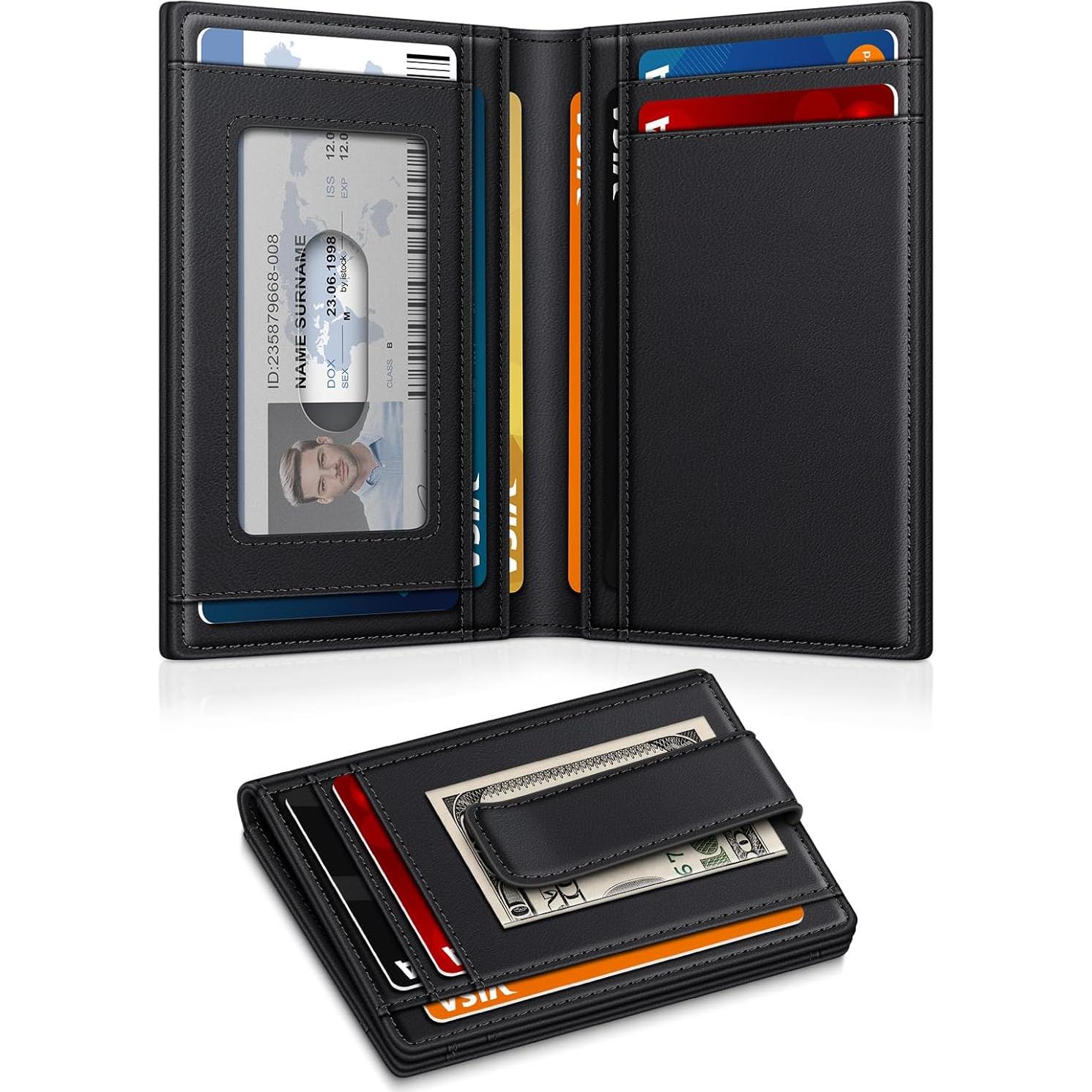 Billetera de Cuero Minimalista GTWUP Negra con Bloqueo RFID