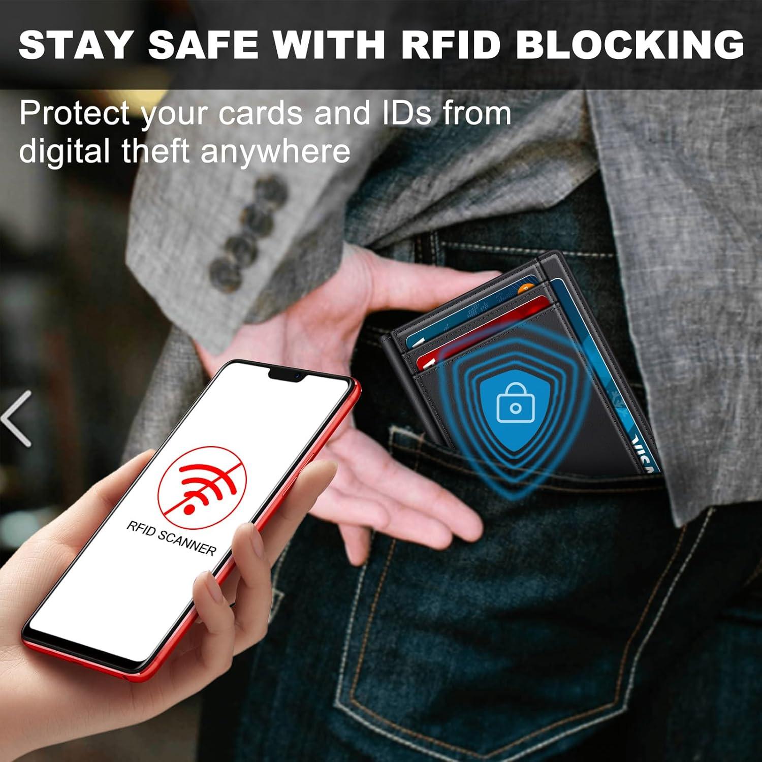 Billetera de Cuero Minimalista GTWUP Negra con Bloqueo RFID