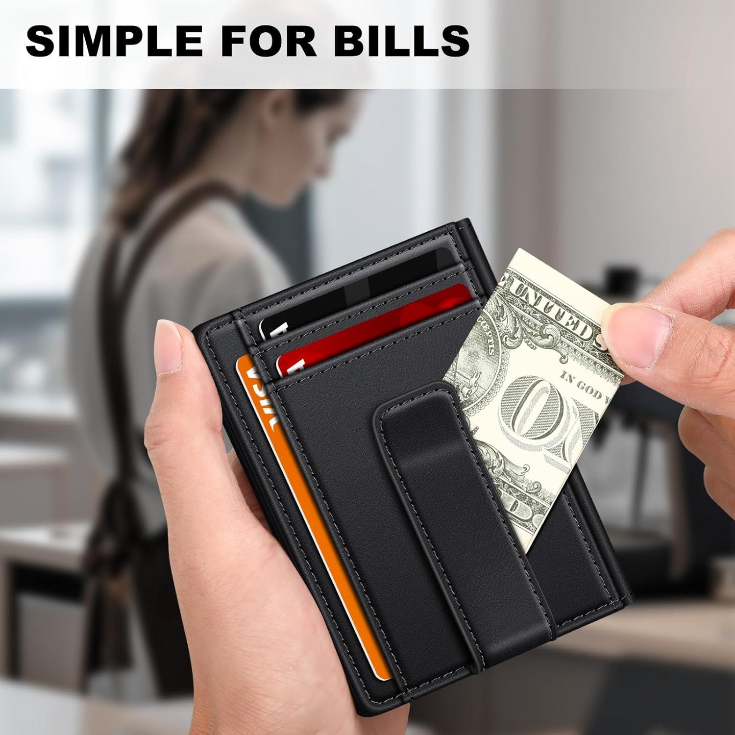 Billetera de Cuero Minimalista GTWUP Negra con Bloqueo RFID