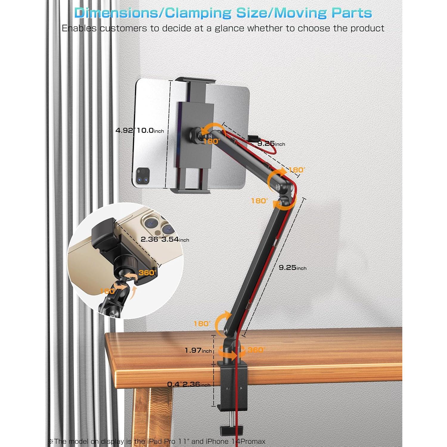 Soporte de brazo para tabletas y monitores KUUVAN 15.6"-17.3"