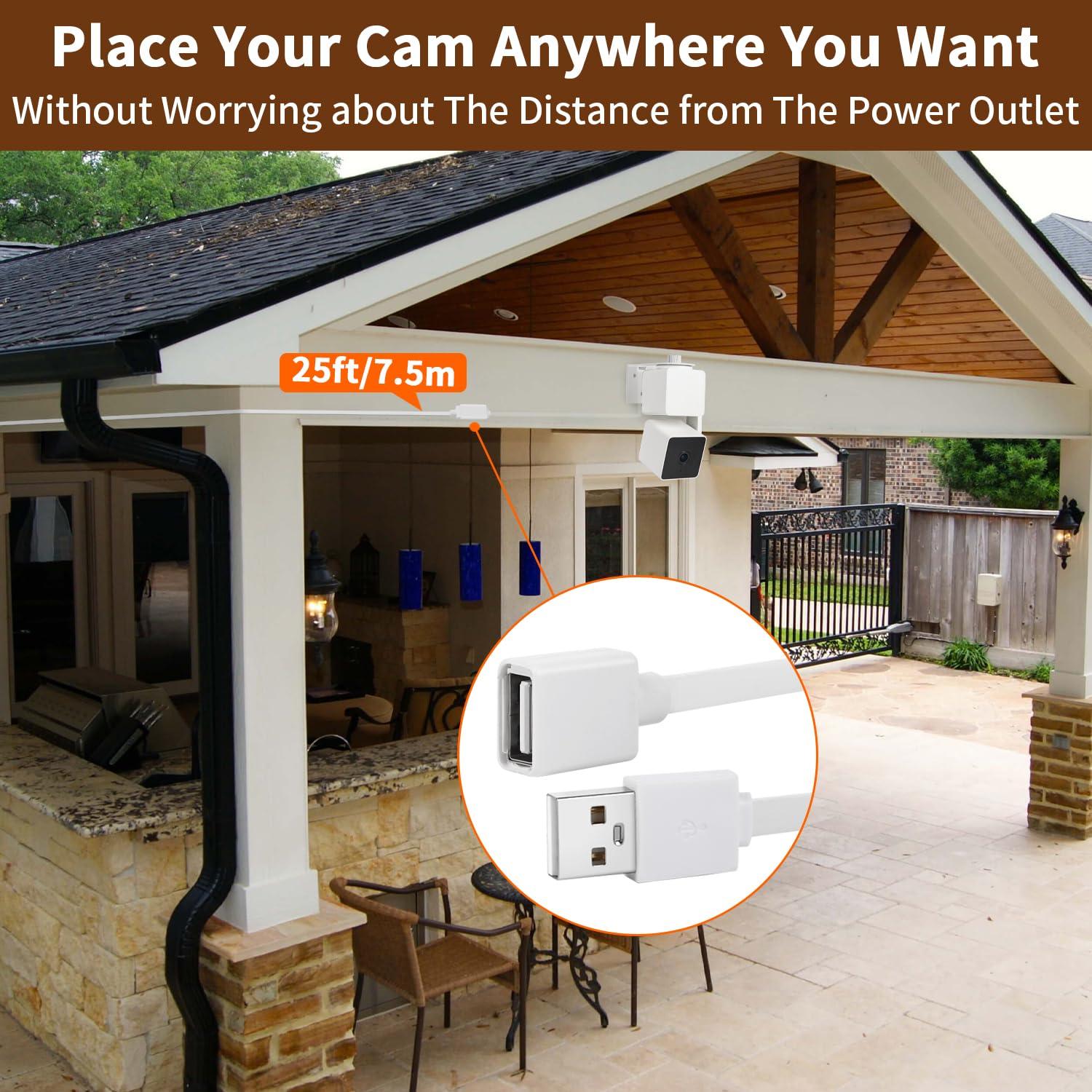 Paquete de 2 Cables de Extensión USB 7.5m Goldtime para WYZE Cam