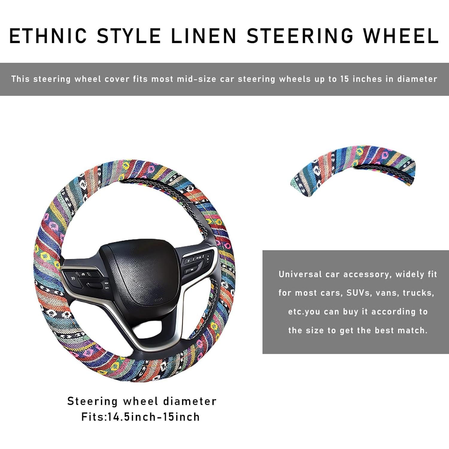 Funda de Volante Boho Povtii 38.1 cm Antideslizante Étnica