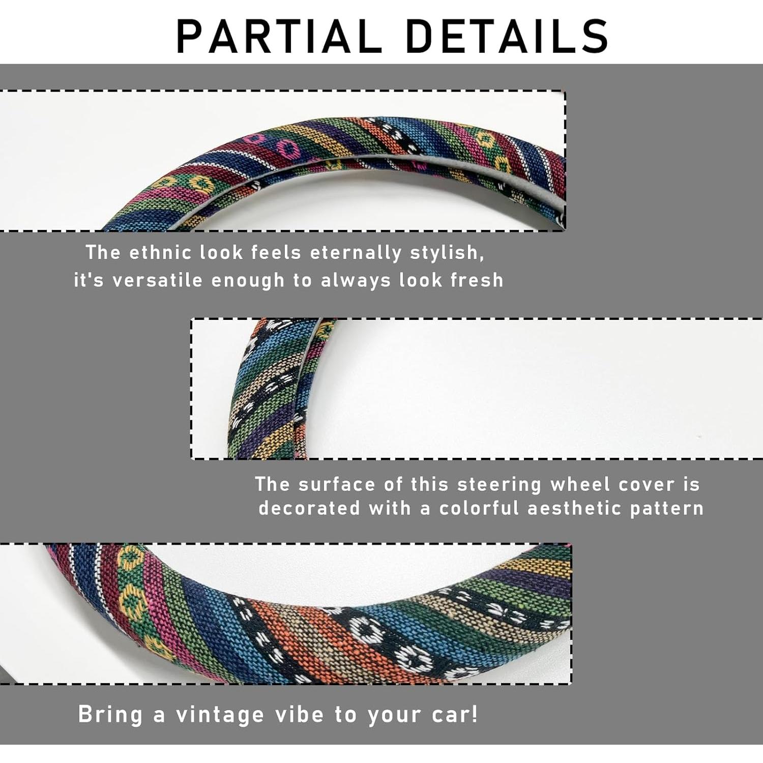 Funda de Volante Boho Povtii 38.1 cm Antideslizante Étnica