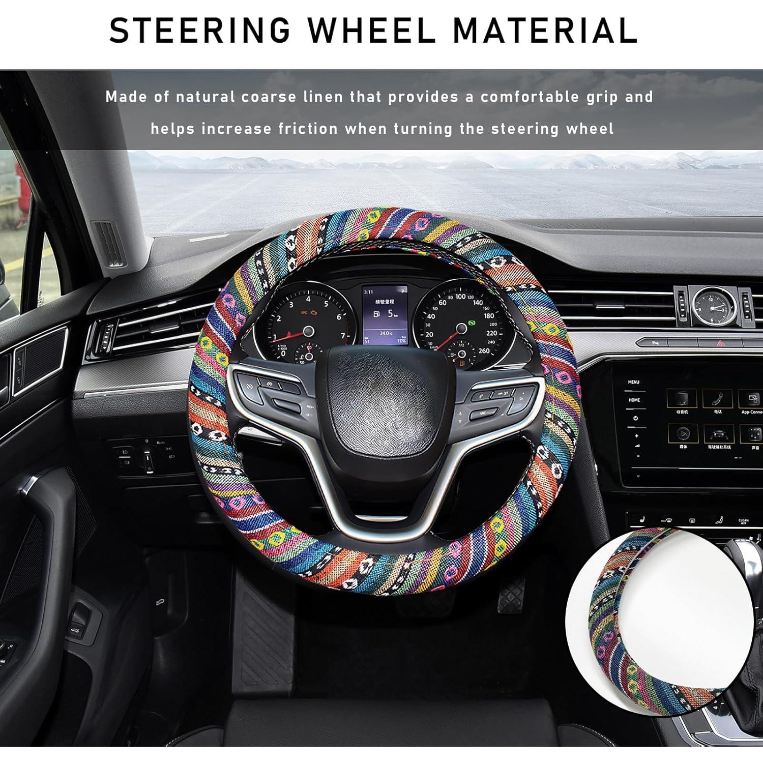 Funda de Volante Boho Povtii 38.1 cm Antideslizante Étnica