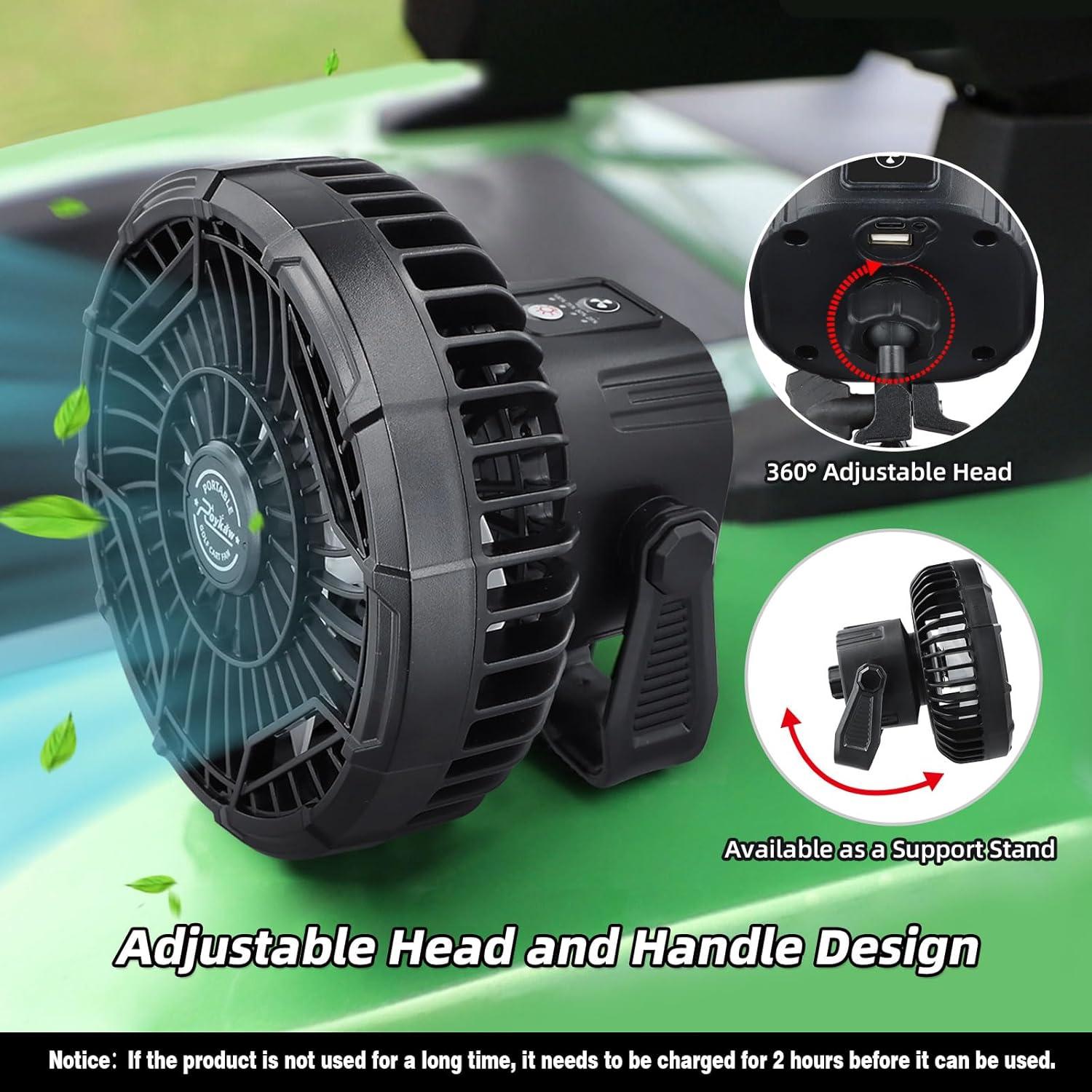 Ventilador Recargable Portátil Roykaw G-0545 para Carro de Golf