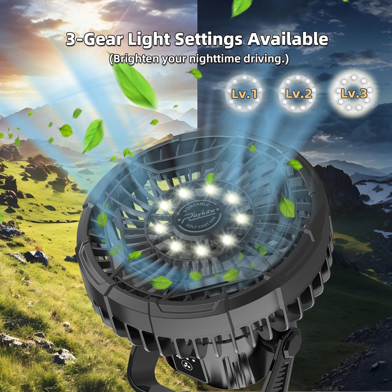 Ventilador Recargable Portátil Roykaw G-0545 para Carro de Golf