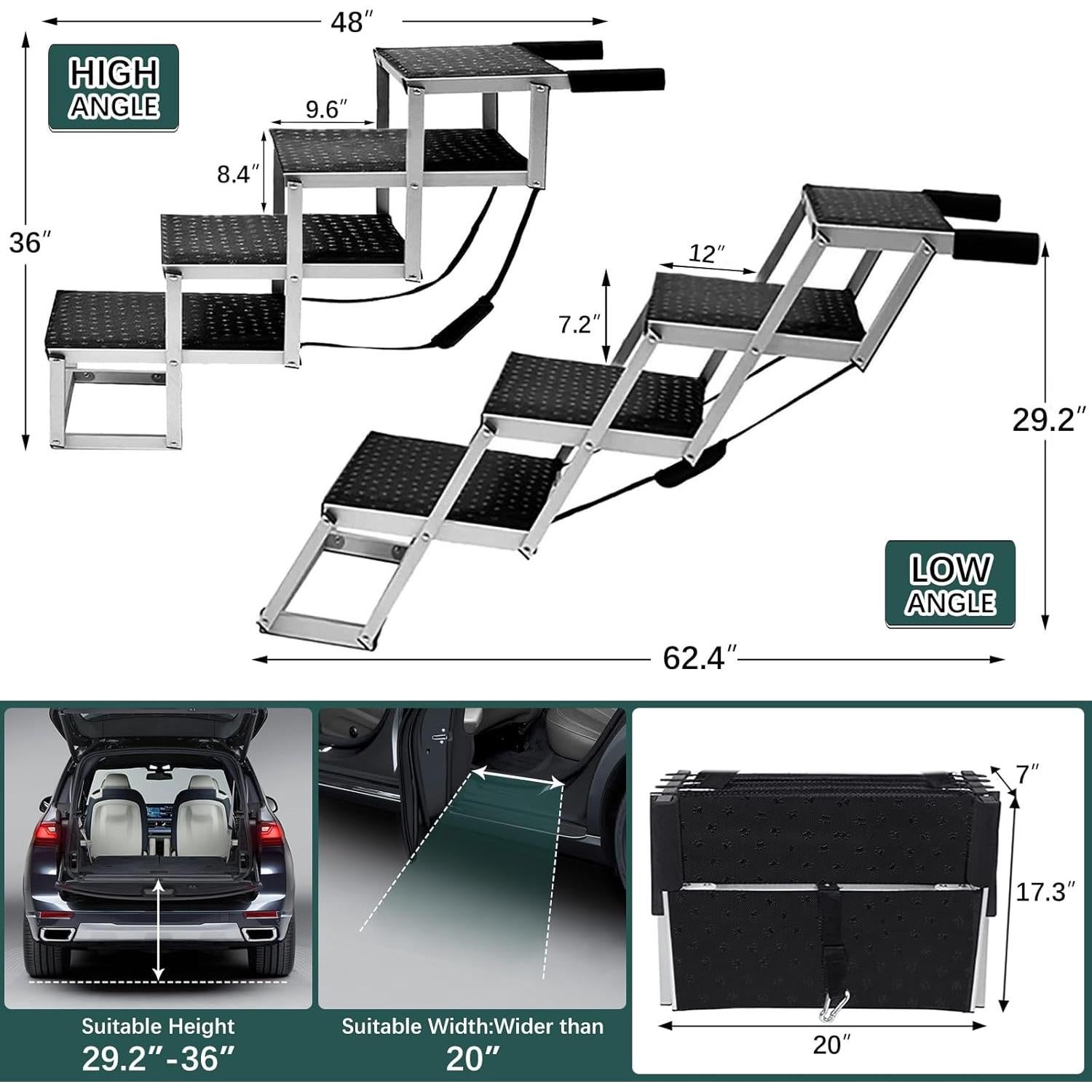 Rampa para Perros Zerria Extra Ancha 4 Escalones 90 kg