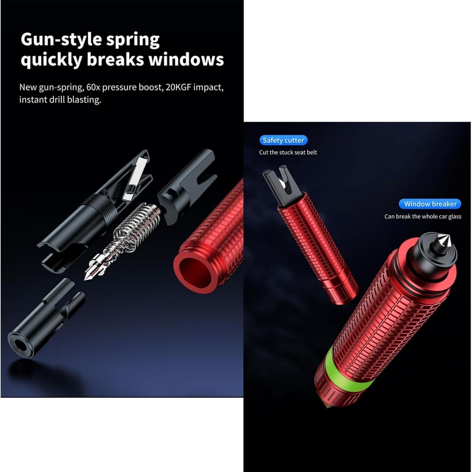 Martillo de Seguridad para Coche LANBOUY 2 Pack Rojo