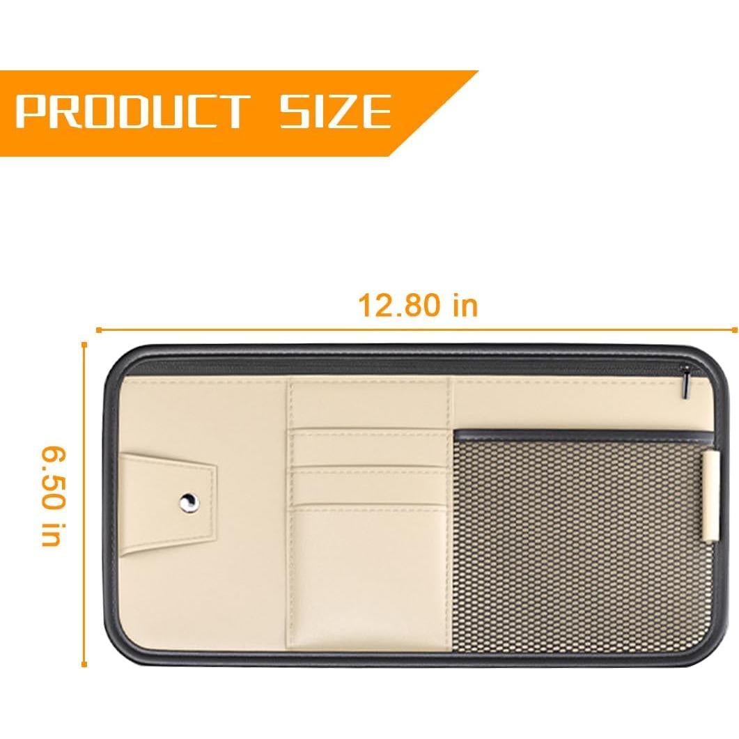 Organizador de Visera de Coche Mandark Beige con Multi-Bolsillos