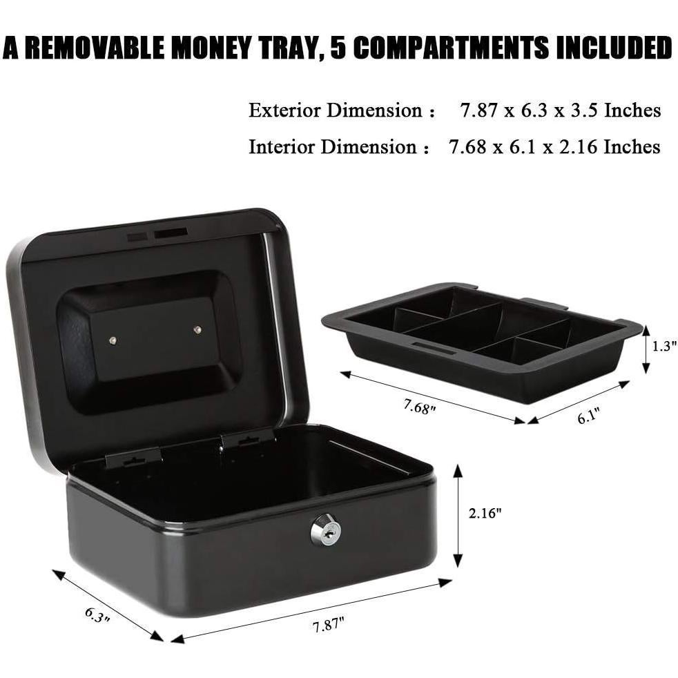Caja Fuerte Mediana Jssmst de Acero con Bandeja Removible Negra