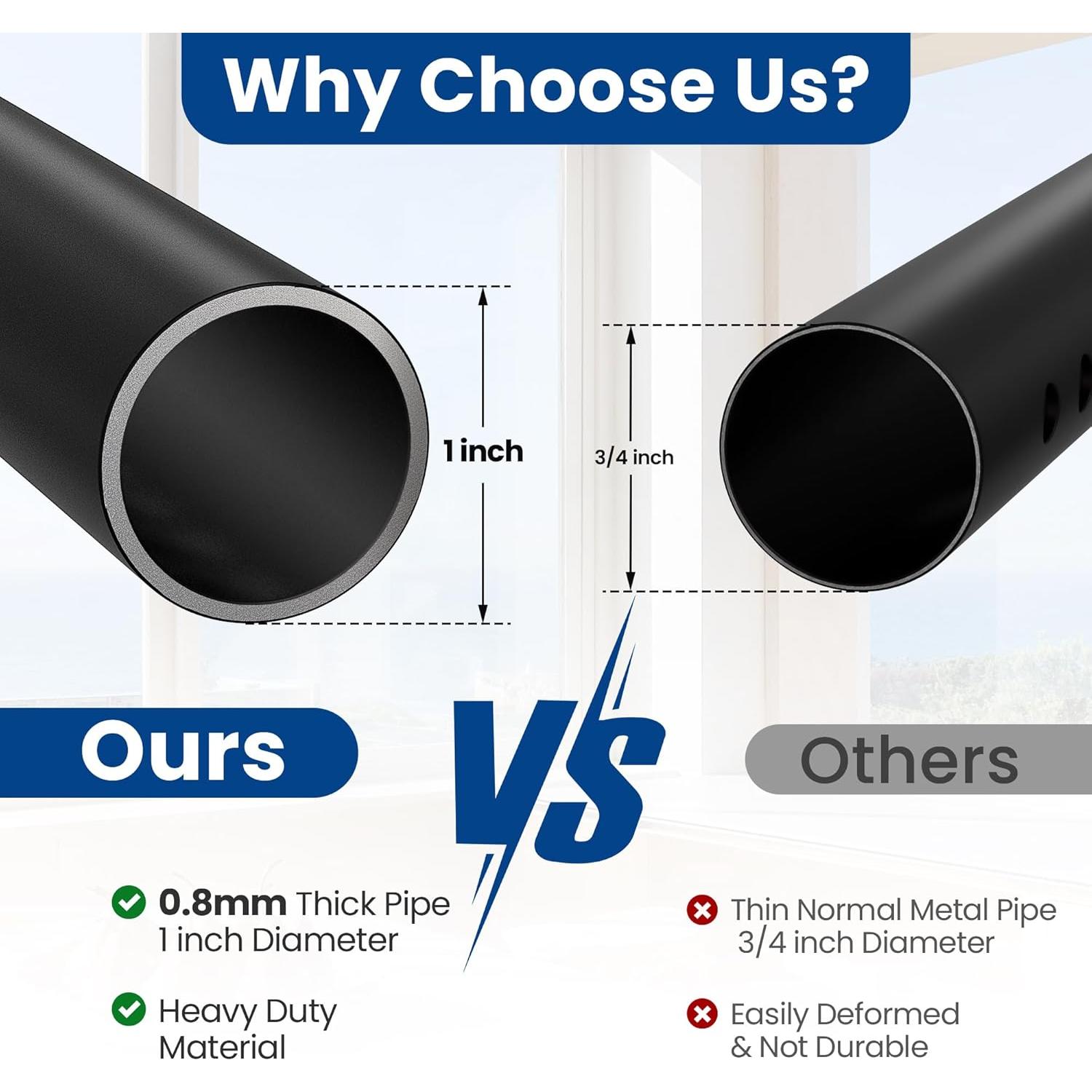 Barra de Seguridad Ajustable para Puertas Corredizas WooFog 43-127 cm - Negro