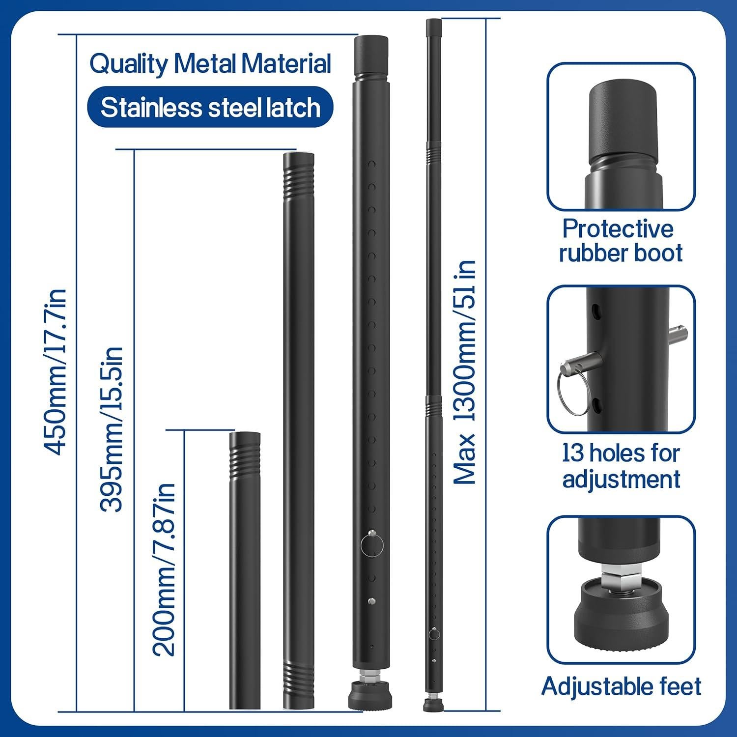 Barra de Seguridad Ajustable para Puertas Corredizas WooFog 43-127 cm - Negro