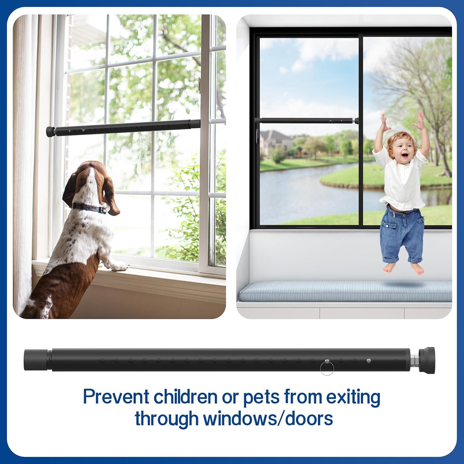 Barra de Seguridad Ajustable para Puertas Corredizas WooFog 43-127 cm - Negro