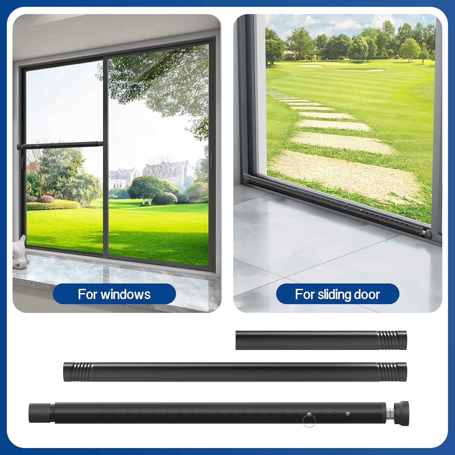 Barra de Seguridad Ajustable para Puertas Corredizas WooFog 43-127 cm - Negro