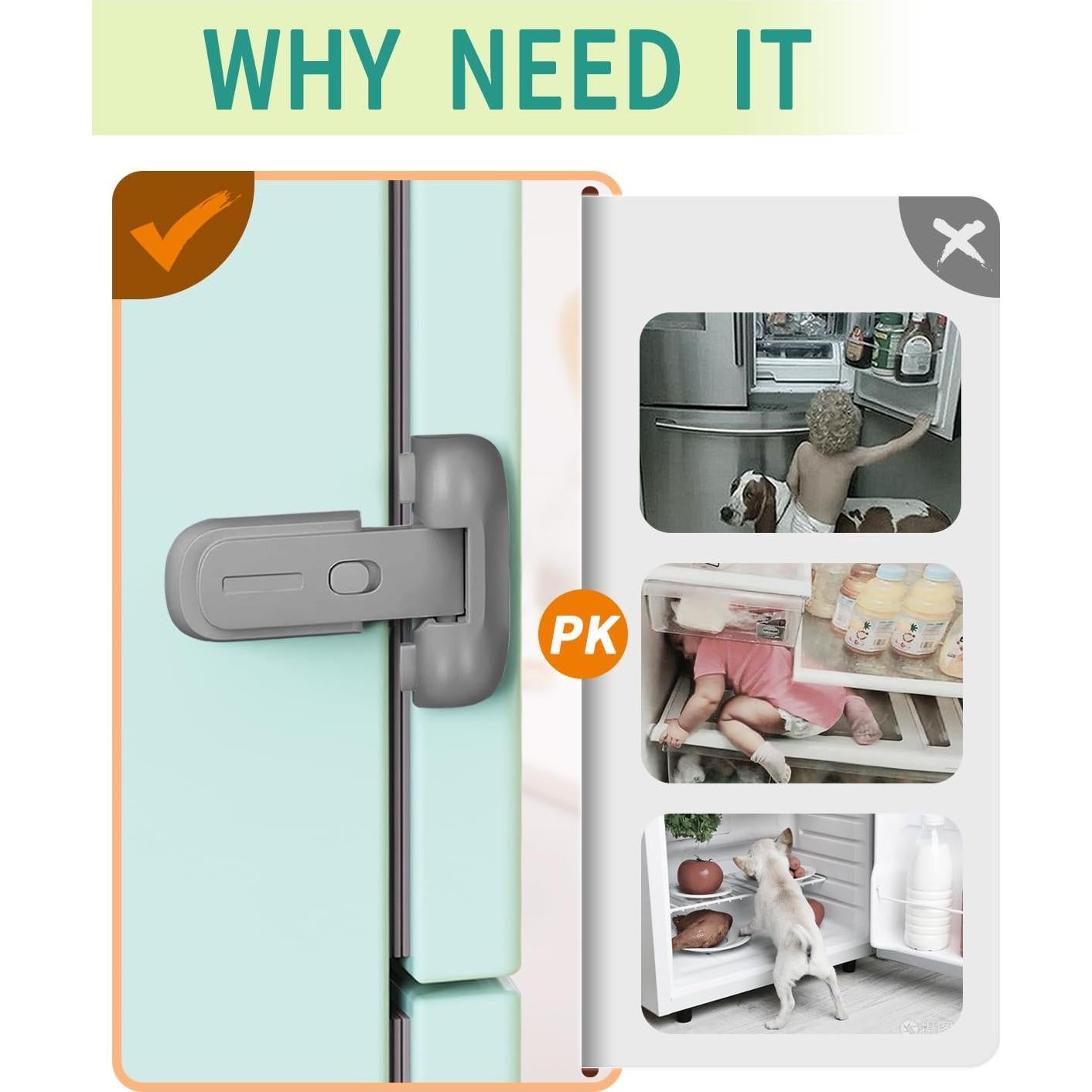 Pestillo de Seguridad para Refrigerador Qinzcp Gris 1pc