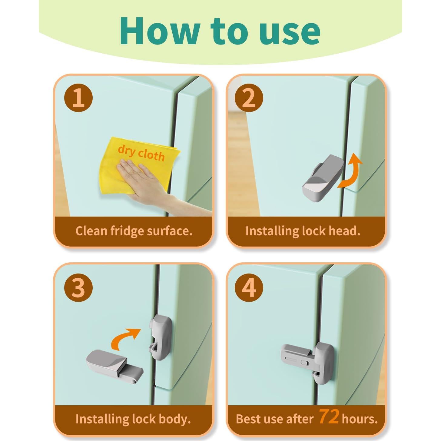 Pestillo de Seguridad para Refrigerador Qinzcp Gris 1pc