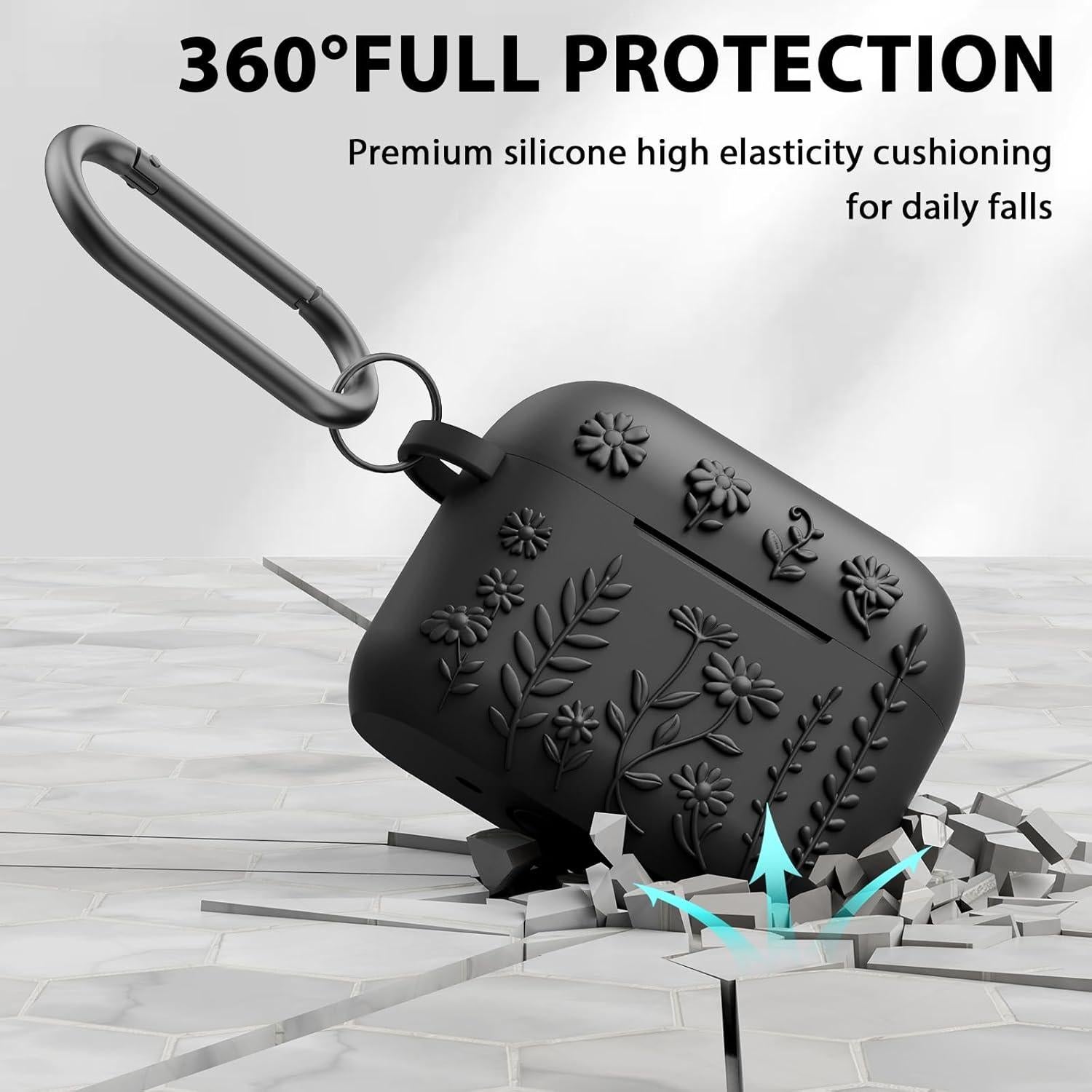 Funda Protectora AIRSPO para AirPods Pro 2da Gen Silicona Floral