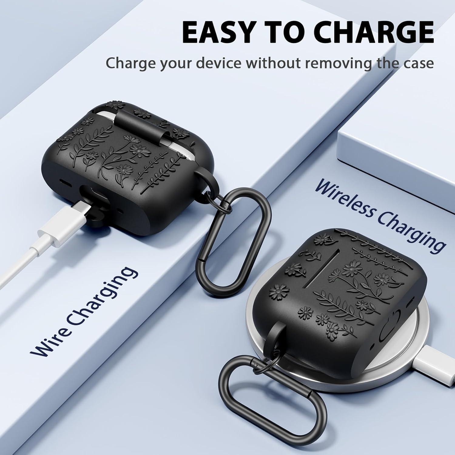 Funda Protectora AIRSPO para AirPods Pro 2da Gen Silicona Floral