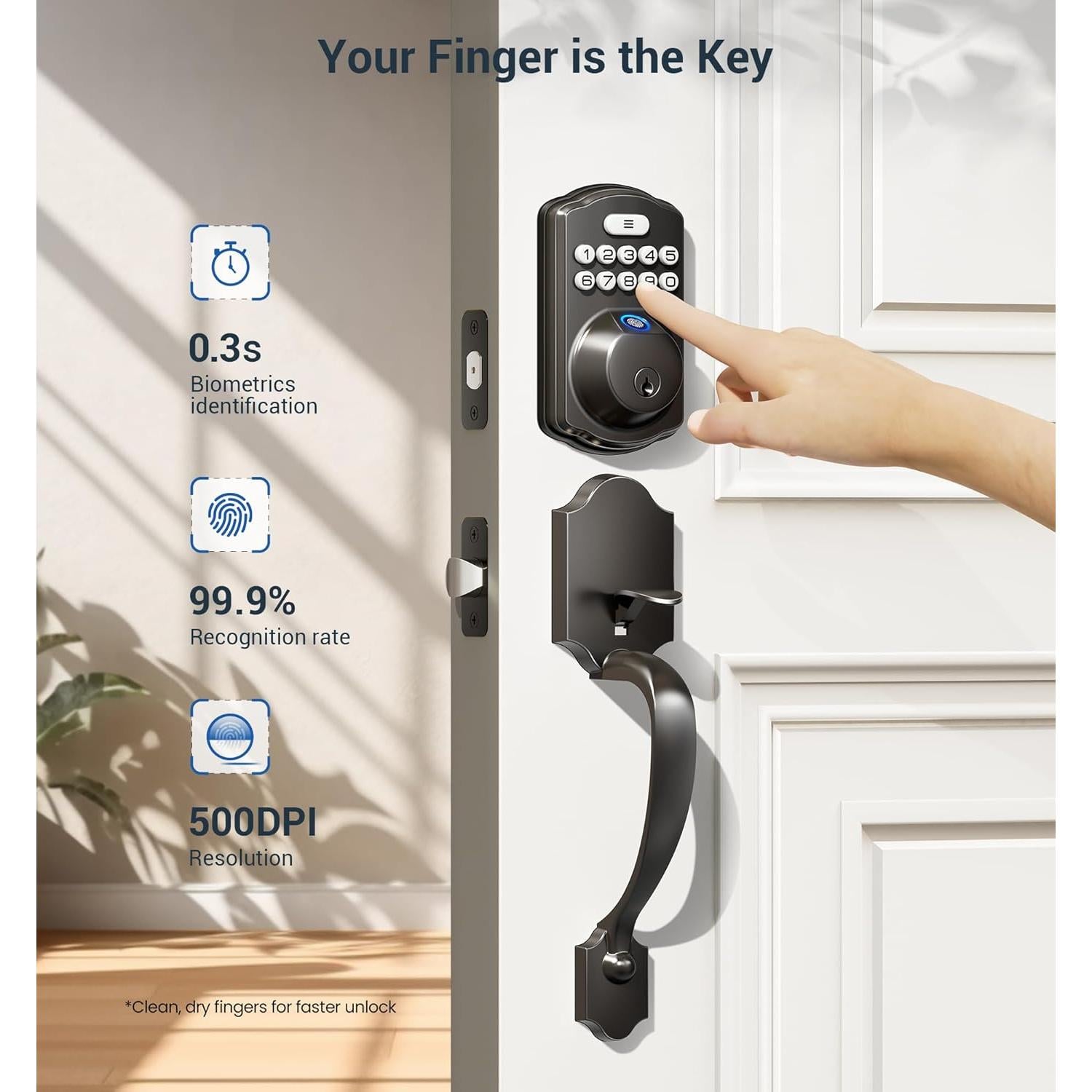 Cerradura de Puerta Biométrica Veise KS02D con Teclado y Manija