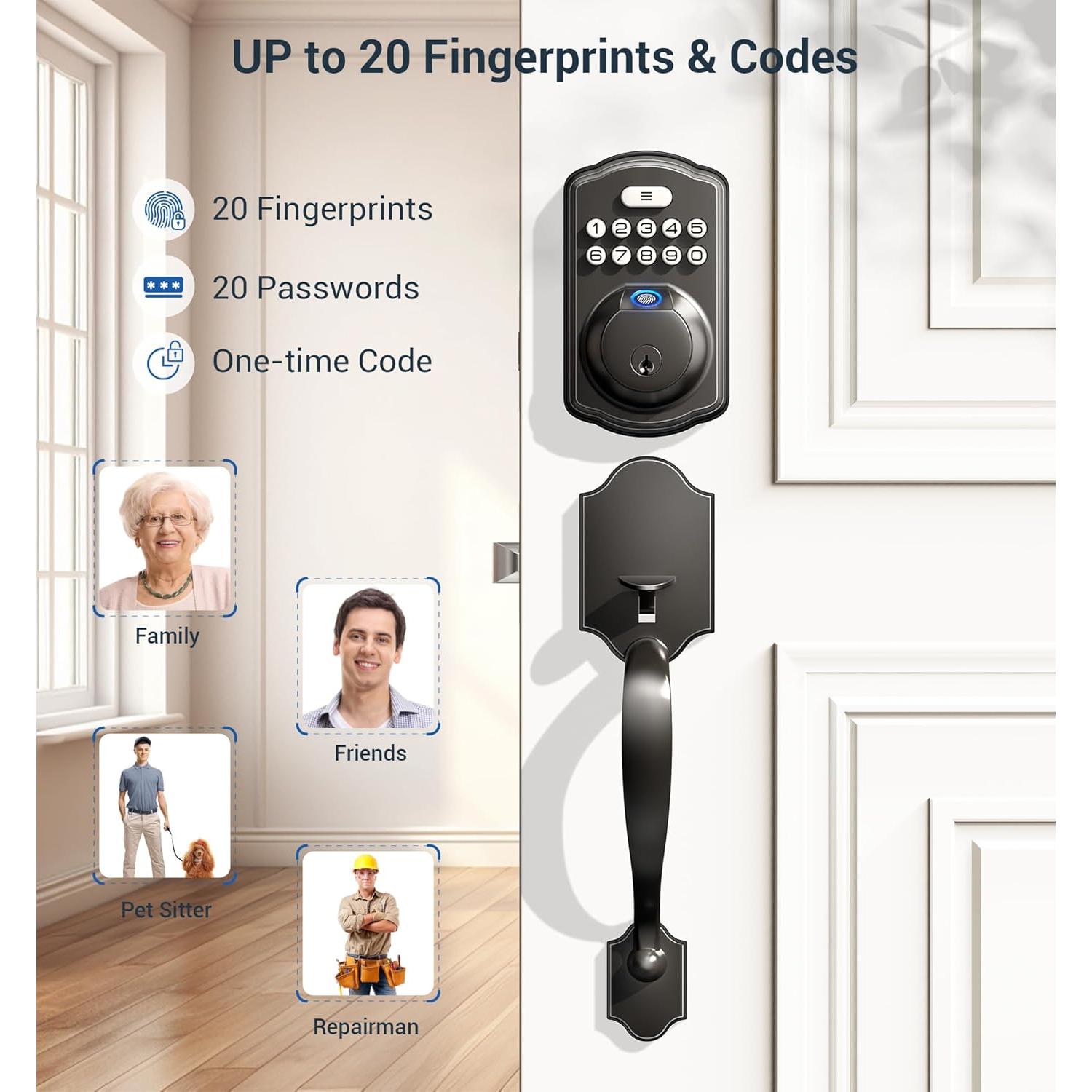 Cerradura de Puerta Biométrica Veise KS02D con Teclado y Manija