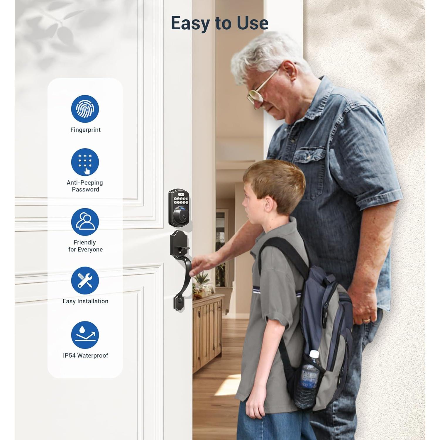 Cerradura de Puerta Biométrica Veise KS02D con Teclado y Manija