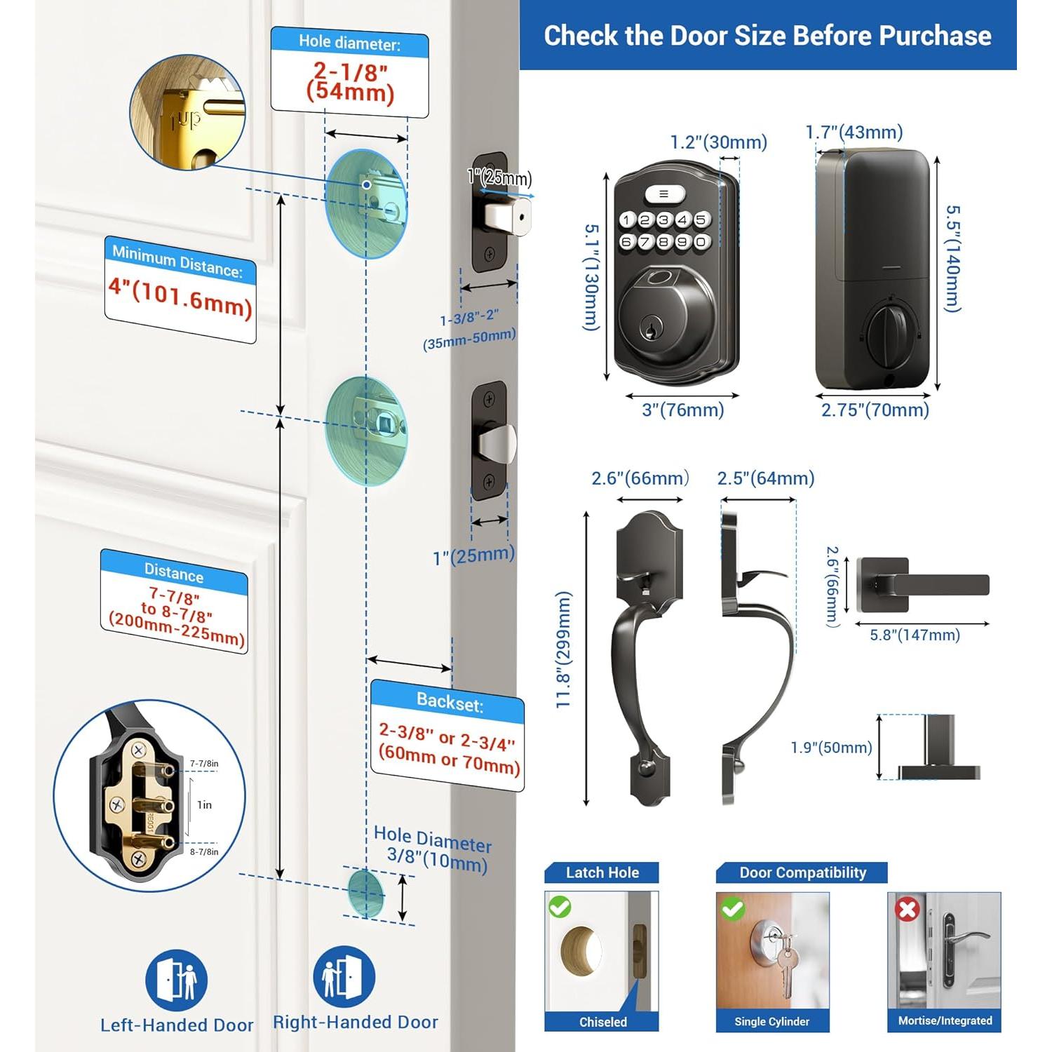 Cerradura de Puerta Biométrica Veise KS02D con Teclado y Manija