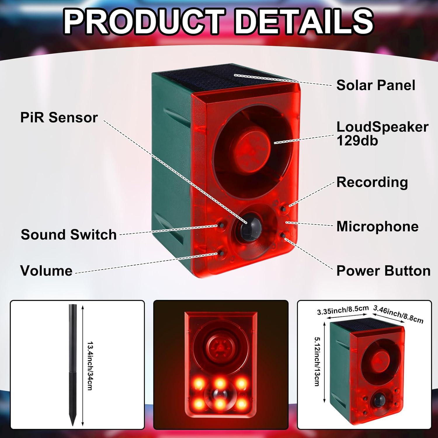 Alarma de Movimiento Solar Qualirey 2 Pcs con Sensor y Sonido